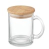 Mug  en verre recyclé de 300 ml avec couvercle en bambou personnalisé CELESTIAL Matières : verre Couleurs : transparent