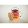 Mug  en verre recyclé de 300 ml avec couvercle en bambou personnalisé CELESTIAL Matières : verre Couleurs : transparent goodies 