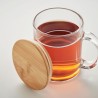 Mug  en verre recyclé de 300 ml avec couvercle en bambou personnalisé CELESTIAL Matières : verre Couleurs : transparent livraiso