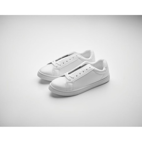 Baskets Personnalisées en PU Taille 38 BLANCOS pour le Quotidien Matières : PU Couleurs : blanc marquage laser ultra précis