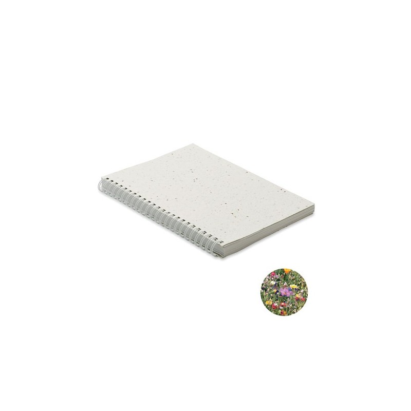 Carnet A5 Éco-responsable en Papier Semence Personnalisé - SEED RING Matières : papier Couleurs : blanc
