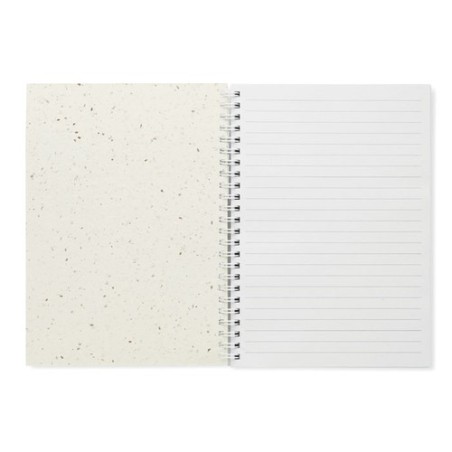 Carnet A5 Éco-responsable en Papier Semence Personnalisé - SEED RING Matières : papier Couleurs : blanc personnalisable avec vot