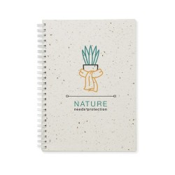 Carnet A5 Éco-responsable en Papier Semence Personnalisé - SEED RING Matières : papier Couleurs : blanc goodies publicitaire évé