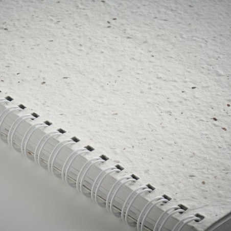 Carnet A5 Éco-responsable en Papier Semence Personnalisé - SEED RING Matières : papier Couleurs : blanc impression haute définit