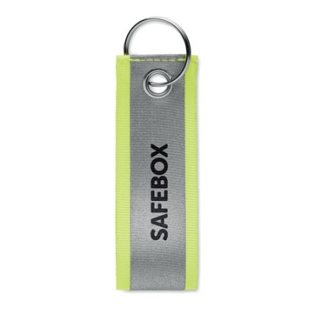 Porte-clés réfléchissant personnalisé REFLEKEY Matières : PET Couleurs : jaune fluo cadeau entreprise pas cher