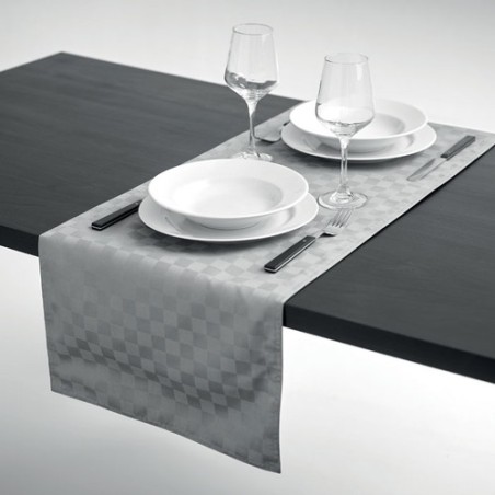 Chemin de table chic en polyester personnalisé SPICE Matières : PET Couleurs : gris cadeau collaborateur premium