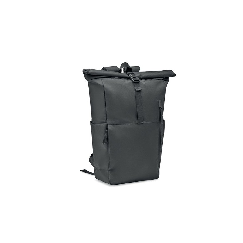 Sac à Dos Éco-responsable RPET 300D Personnalisé pour Ordinateur VALLEY ROLLPACK Matières : PET recyclé Couleurs : noir