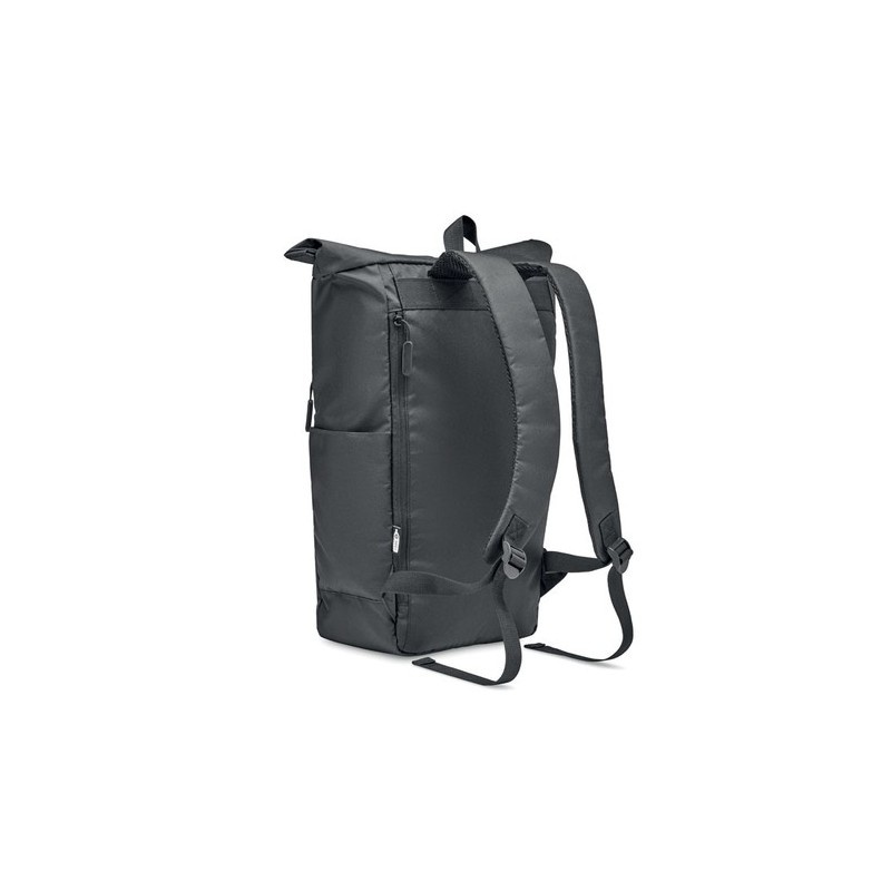 Sac à Dos Éco-responsable RPET 300D Personnalisé pour Ordinateur VALLEY ROLLPACK Matières : PET recyclé Couleurs : noir cadeau e