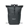 Sac à Dos Éco-responsable RPET 300D Personnalisé pour Ordinateur VALLEY ROLLPACK Matières : PET recyclé Couleurs : noir impressi