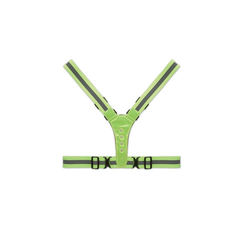 Bretelles de sécurité LED personnalisées pour chantiers ROUNDVISIBLE Matières : PET Couleurs : vert fluo