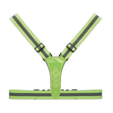 Bretelles de sécurité LED personnalisées pour chantiers ROUNDVISIBLE Matières : PET Couleurs : vert fluo personnalisable avec vo