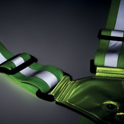 Bretelles de sécurité LED personnalisées pour chantiers ROUNDVISIBLE Matières : PET Couleurs : vert fluo goodies publicitaire év