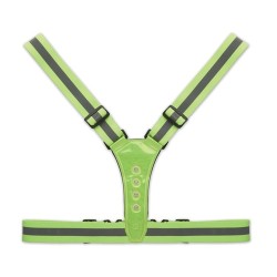 Bretelles de sécurité LED personnalisées pour chantiers ROUNDVISIBLE Matières : PET Couleurs : vert fluo impression haute défini