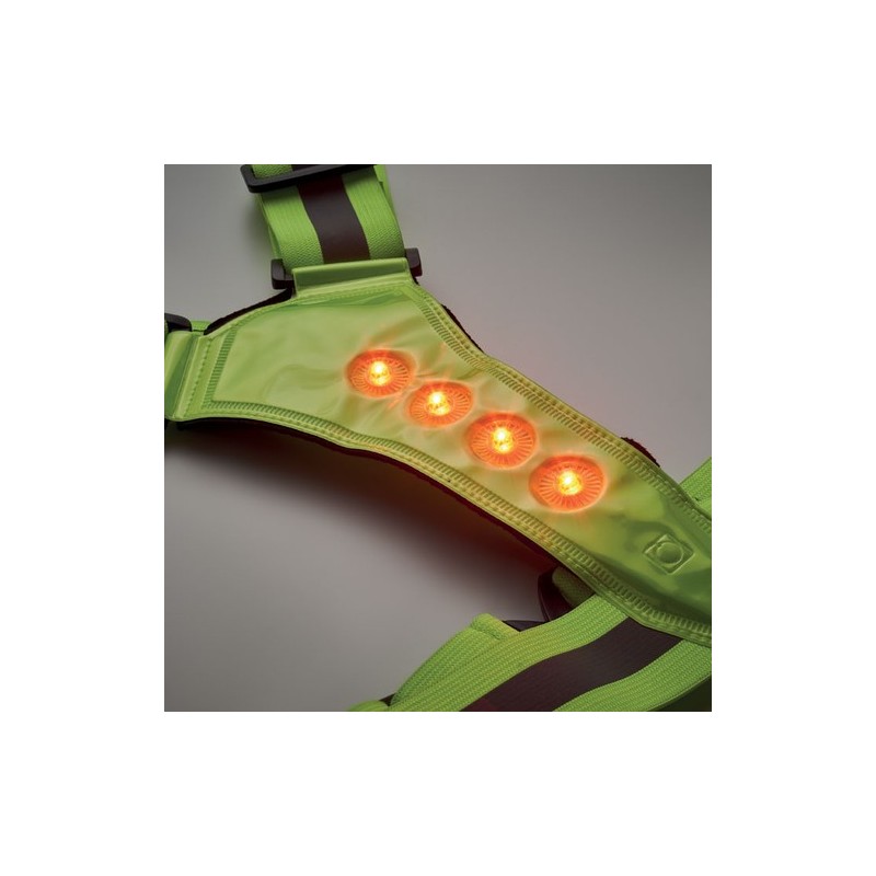 Bretelles de sécurité LED personnalisées pour chantiers ROUNDVISIBLE Matières : PET Couleurs : vert fluo livraison express 24h 4