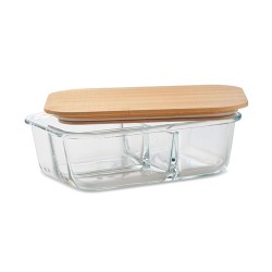 Lunchbox Éco-responsable en Verre et Bambou Personnalisée TUNDRA 3 Matières : verre Couleurs : transparent cadeau entreprise pas