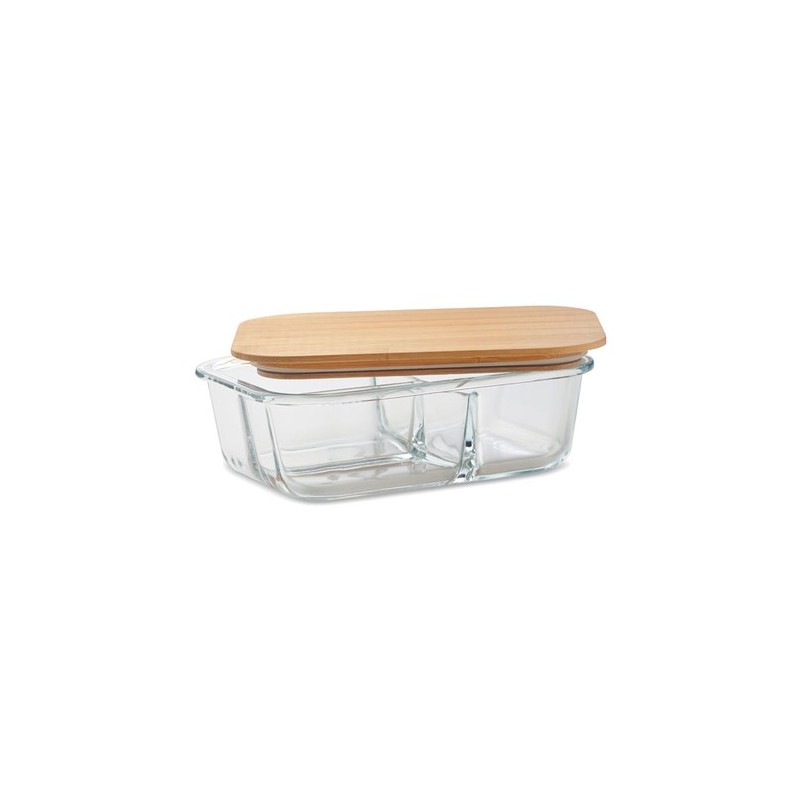 Lunchbox Éco-responsable en Verre et Bambou Personnalisée TUNDRA 3 Matières : verre Couleurs : transparent cadeau entreprise pas