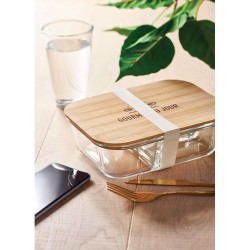 Lunchbox Éco-responsable en Verre et Bambou Personnalisée TUNDRA 3 Matières : verre Couleurs : transparent goodies publicitaire 