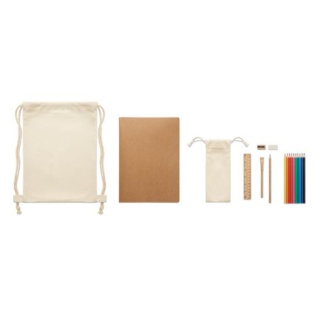 Set de dessin personnalisé pour enfants - FUNDRAW Matières : coton Couleurs : beige personnalisable avec votre logo