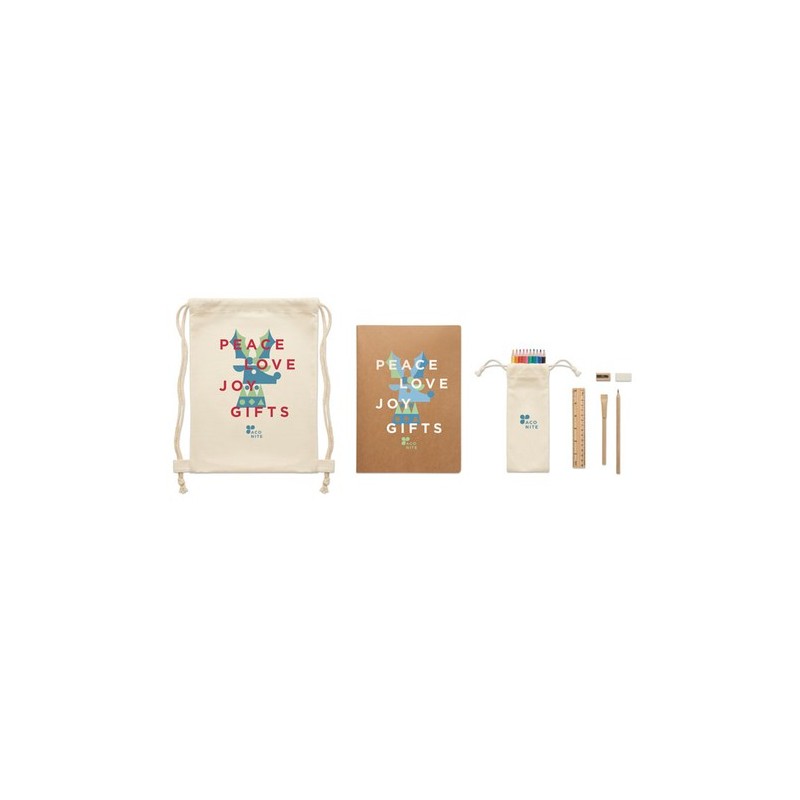 Set de dessin personnalisé pour enfants - FUNDRAW Matières : coton Couleurs : beige impression haute définition