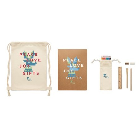 Set de dessin personnalisé pour enfants - FUNDRAW Matières : coton Couleurs : beige impression haute définition
