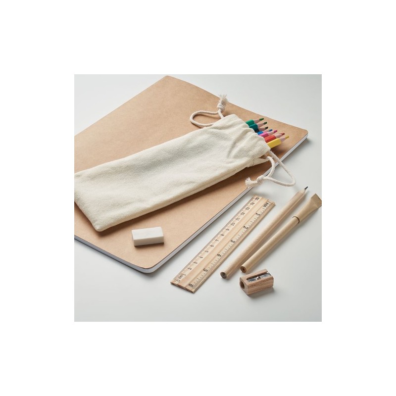 Set de dessin personnalisé pour enfants - FUNDRAW Matières : coton Couleurs : beige marquage laser ultra précis