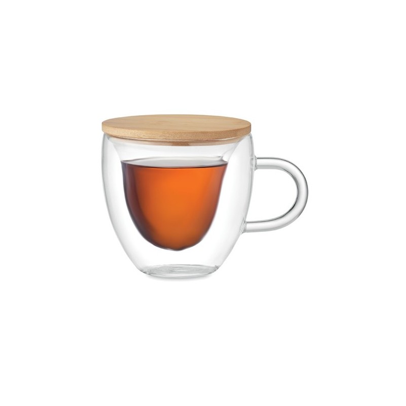 Tasse personnalisée en borosilicate à double paroi - CORAMUG Matières : verre Couleurs : transparent cadeau entreprise pas cher