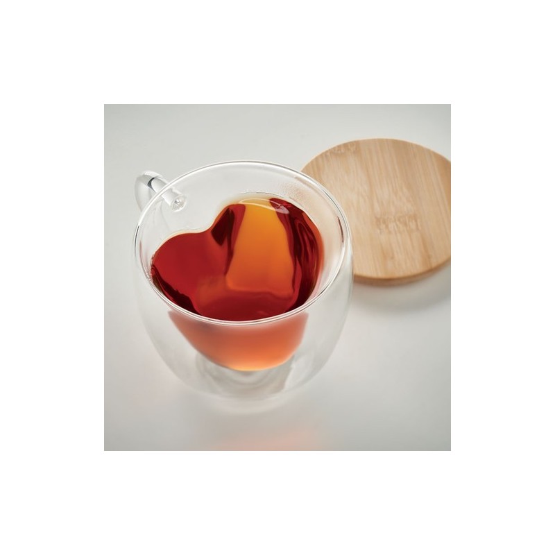 Tasse personnalisée en borosilicate à double paroi - CORAMUG Matières : verre Couleurs : transparent marquage laser ultra précis