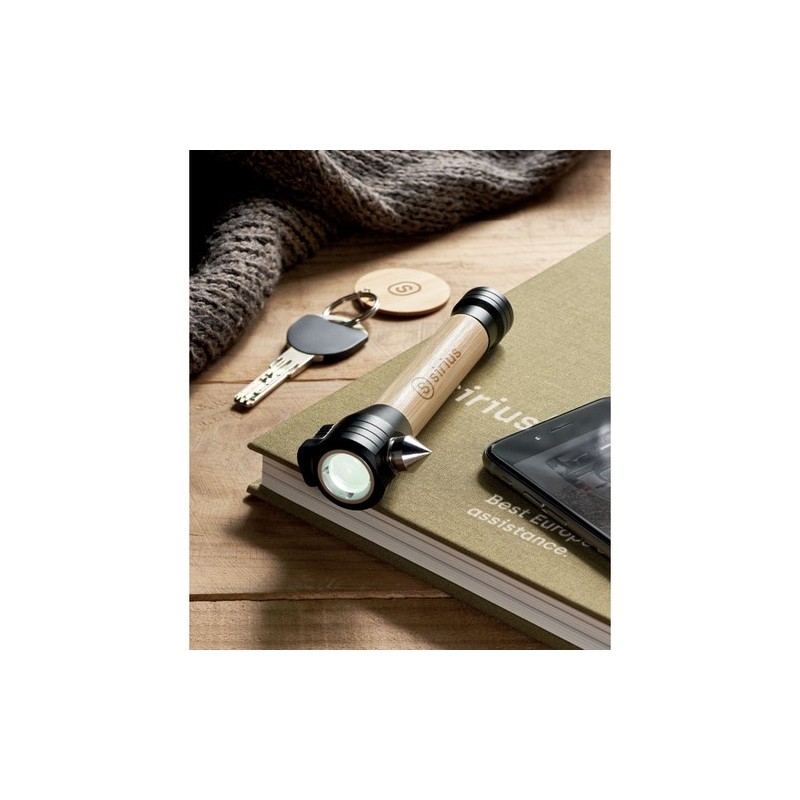 Lustre personnalisé 3 en 1 marteau d'urgence - Sécurité auto et maison LUSTRE Matières : bambou Couleurs : bois marquage laser u