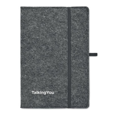 Carnet A5 Personnalisé en Feutre Éco-responsable RPET - FELTBOOK Matières : papier Couleurs : pierre goodies publicitaire événem