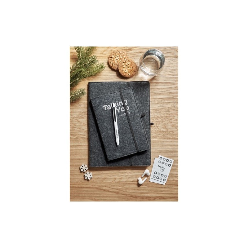 Carnet A5 Personnalisé en Feutre Éco-responsable RPET - FELTBOOK Matières : papier Couleurs : pierre impression haute définition