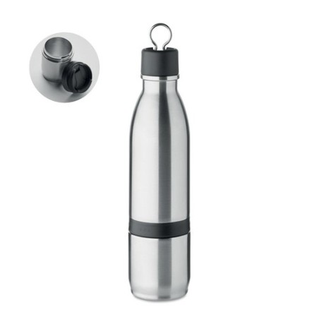 Bouteille isotherme double paroi personnalisée 500ml - ATERA Couleurs : argenté mat Matières : acier inoxydable recyclé