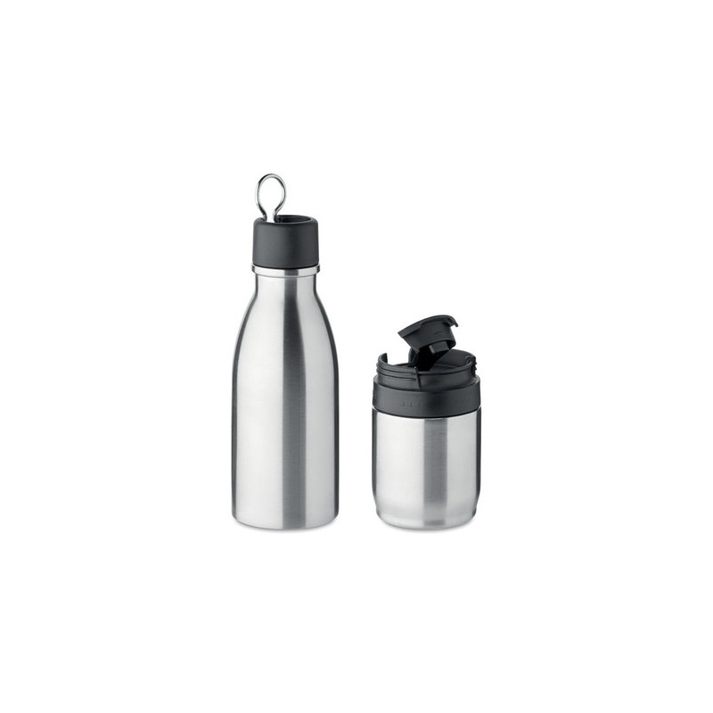 Bouteille isotherme double paroi personnalisée 500ml - ATERA Couleurs : argenté mat Matières : acier inoxydable recyclé personna