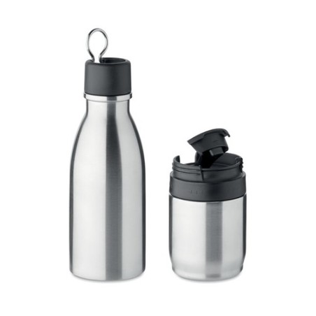 Bouteille isotherme double paroi personnalisée 500ml - ATERA Couleurs : argenté mat Matières : acier inoxydable recyclé personna