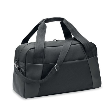 Sac de sport personnalisé résistant en 300D ripstop pas cher | GRENOBLE Matières : PET recyclé Couleurs : noir personnalisable a