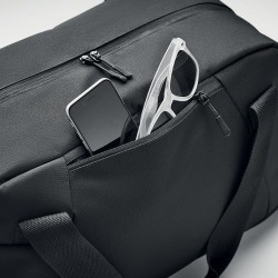 Sac de sport personnalisé résistant en 300D ripstop pas cher | GRENOBLE Matières : PET recyclé Couleurs : noir cadeau entreprise