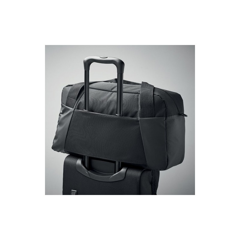 Sac de sport personnalisé résistant en 300D ripstop pas cher | GRENOBLE Matières : PET recyclé Couleurs : noir marquage laser ul