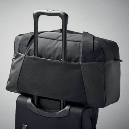 Sac de sport personnalisé résistant en 300D ripstop pas cher | GRENOBLE Matières : PET recyclé Couleurs : noir marquage laser ul