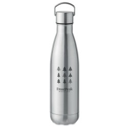Bouteille isotherme double paroi  personnalisée 500 ml | MANOA Couleurs : argenté mat Matières : acier inoxydable recyclé goodie