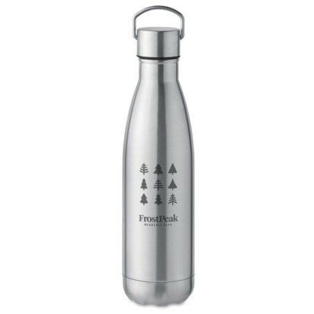 Bouteille isotherme double paroi  personnalisée 500 ml | MANOA Couleurs : argenté mat Matières : acier inoxydable recyclé goodie
