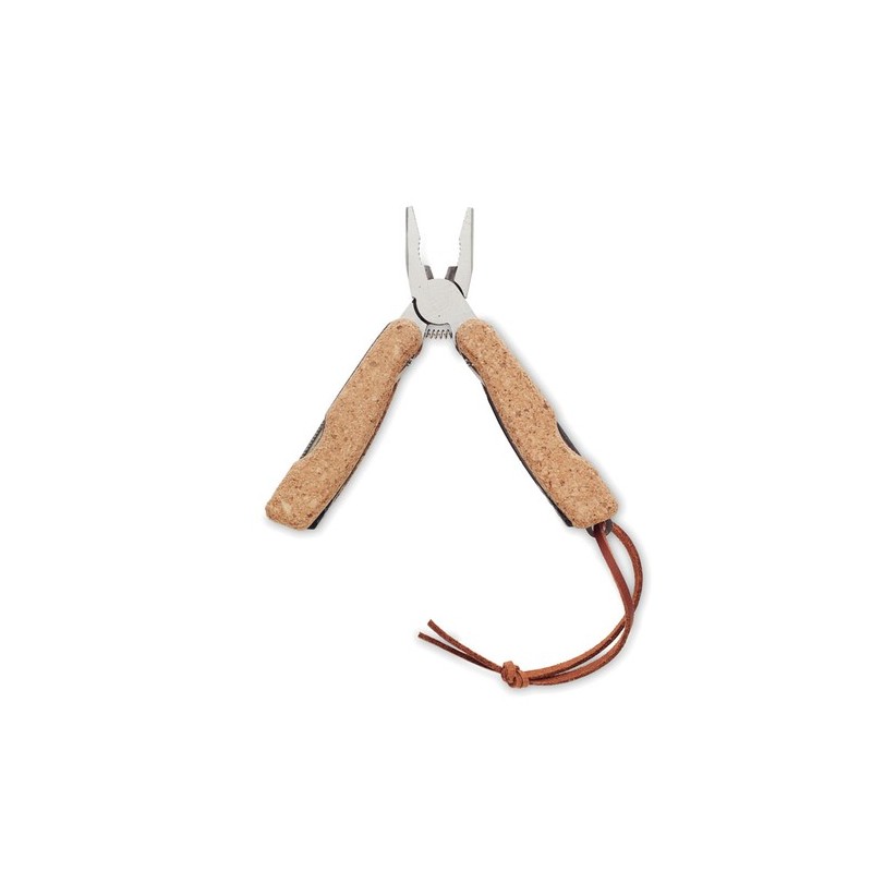 Couteau multifonction  pliable personnalisé en liège | PLIERKORK Matières : acier inoxydable Couleurs : beige personnalisable av