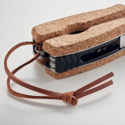 Couteau multifonction  pliable personnalisé en liège | PLIERKORK Matières : acier inoxydable Couleurs : beige marquage laser ult