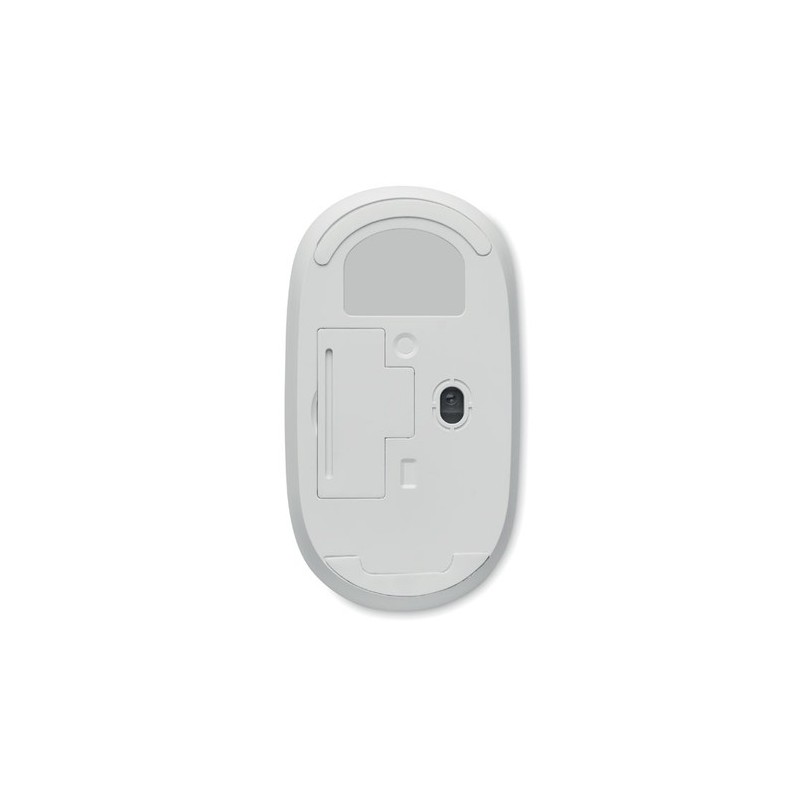 Souris sans fil  en bambou personnalisée CURVY BAM Matières : ABS recyclé Couleurs : blanc personnalisable avec votre logo