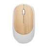 Souris sans fil  en bambou personnalisée CURVY BAM Matières : ABS recyclé Couleurs : blanc cadeau entreprise pas cher