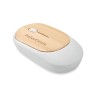 Souris sans fil  en bambou personnalisée CURVY BAM Matières : ABS recyclé Couleurs : blanc goodies publicitaire événementiel