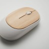 Souris sans fil  en bambou personnalisée CURVY BAM Matières : ABS recyclé Couleurs : blanc impression haute définition