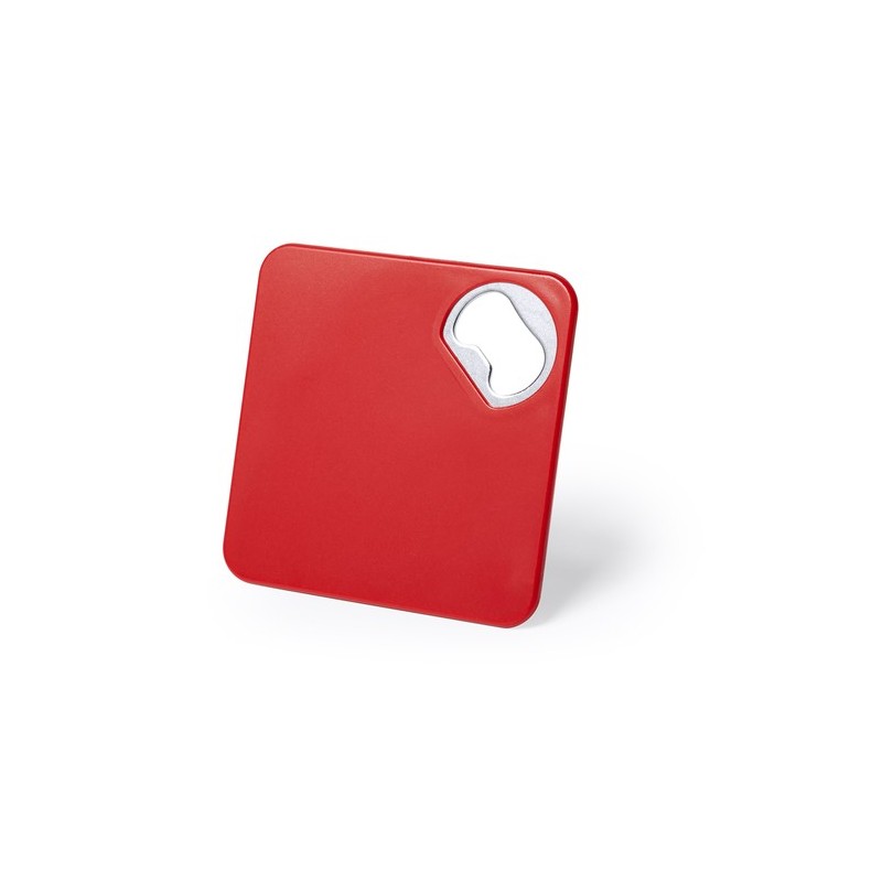 Sous-Verre Éco-responsable Ouvre Bouteille Personnalisé Olmux Couleurs : rouge goodies publicitaire événementiel