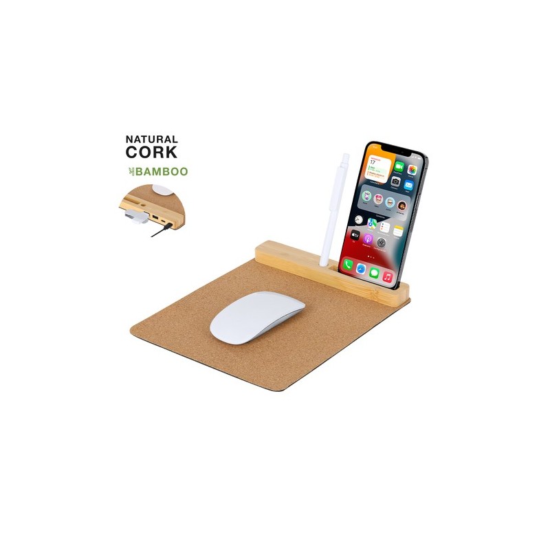 Tapis Souris Multifonction Personnalisé Économique Dannax Matières : bambou Couleurs : naturel personnalisable avec votre logo