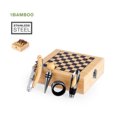 Coffret Accessoires à Vin Personnalisé Économique Paluk Matières : bambou