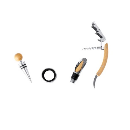 Coffret Accessoires à Vin Personnalisé Économique Paluk Matières : bambou impression haute définition
