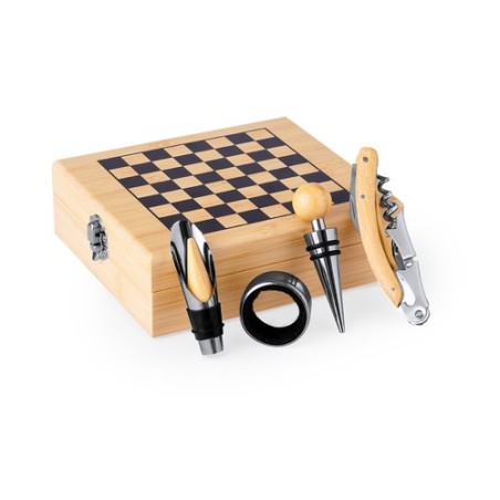 Coffret Accessoires à Vin Personnalisé Économique Paluk Matières : bambou marquage laser ultra précis